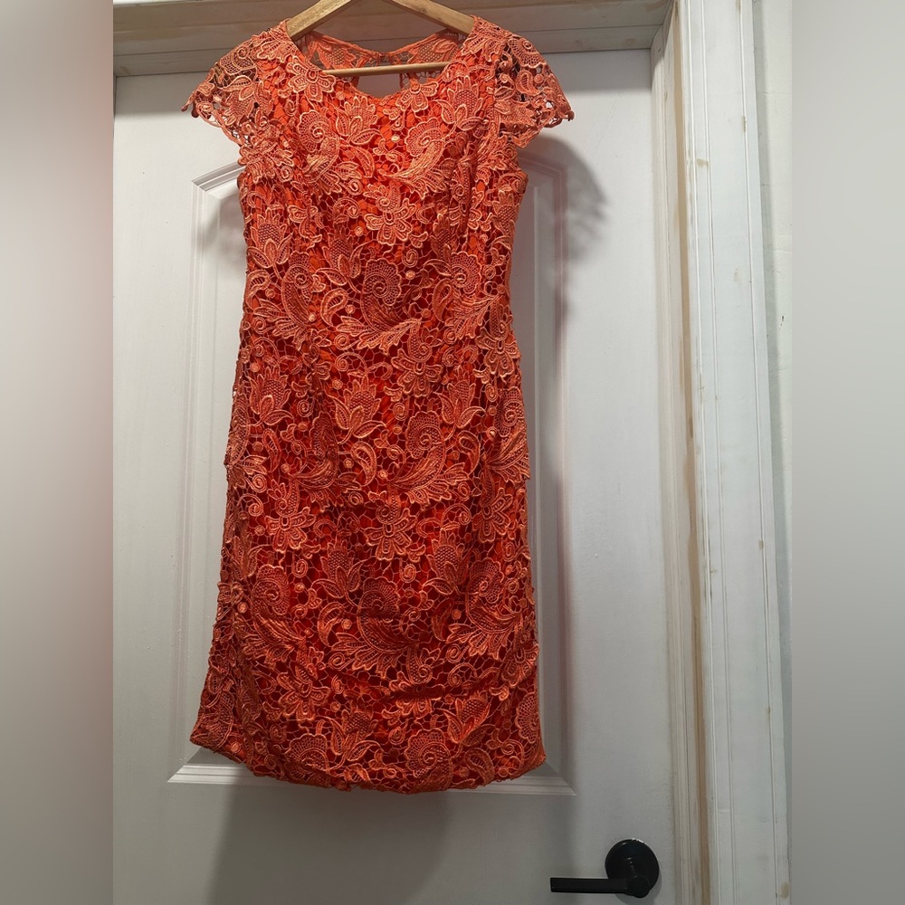 Vince Camuto Vibrant Orange Lace Mini Dress